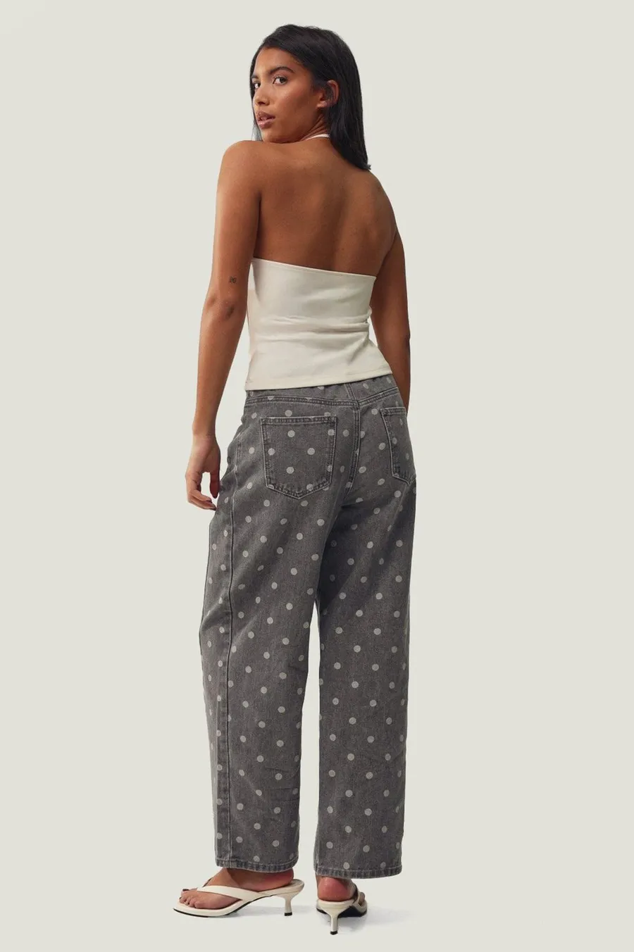 Calças de ganga recto Polka Dot · Senhora