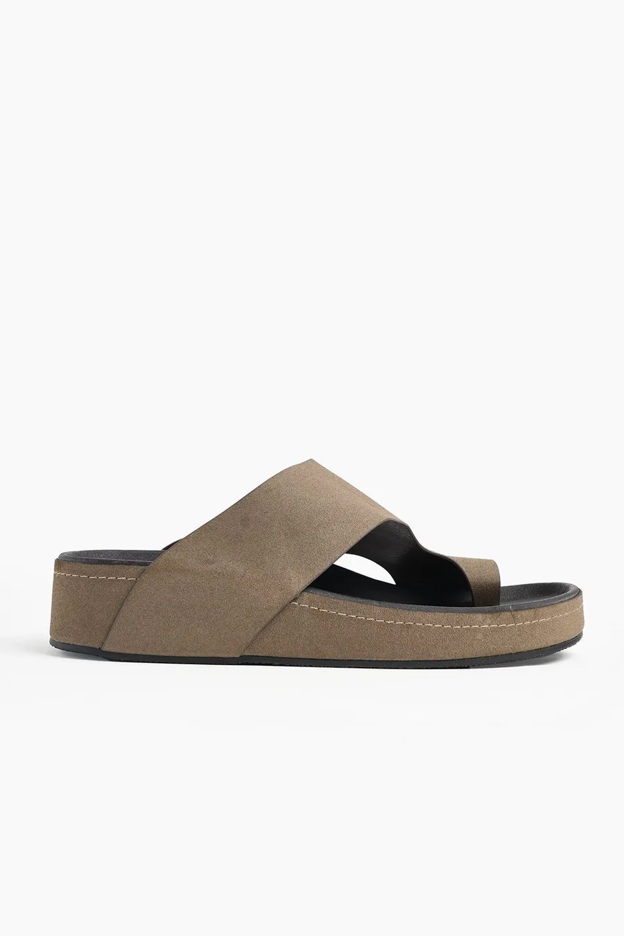 Chinelos plataforma Thong em poliéster · Senhora · Castanho