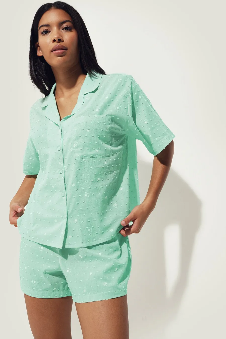 Pijama em algodão · Senhora · Verde Oliveira