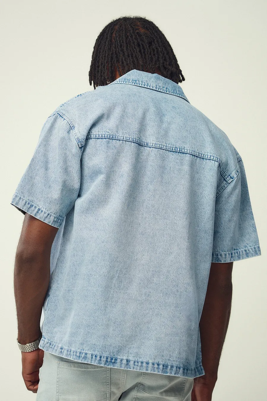 Camisa largo de ganga · Homem · Azul