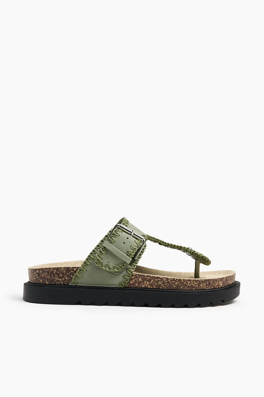 Chinelos plataforma Thong em poliéster · Senhora · Verde Oliveira