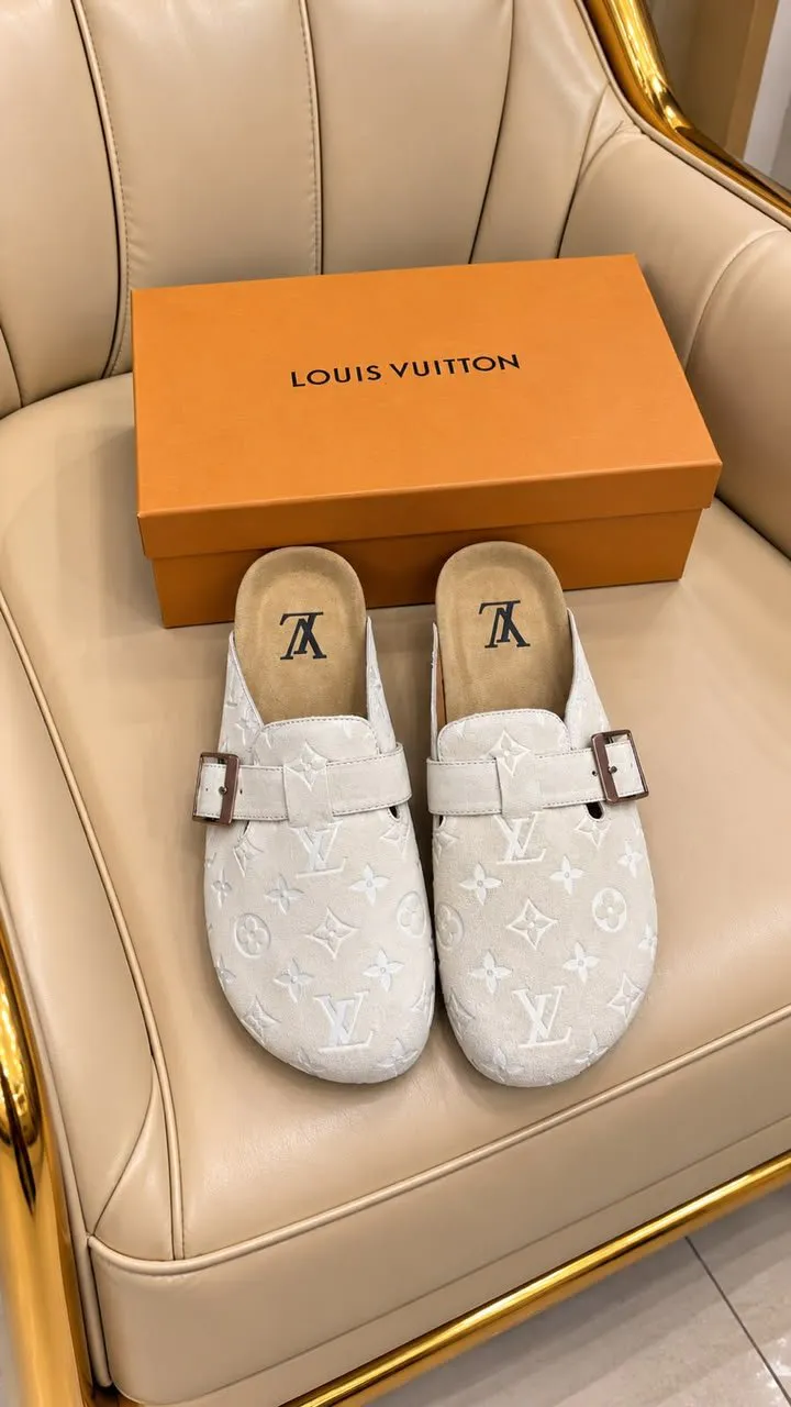 Mules Louis Vuitton Monograma Preto e Bege