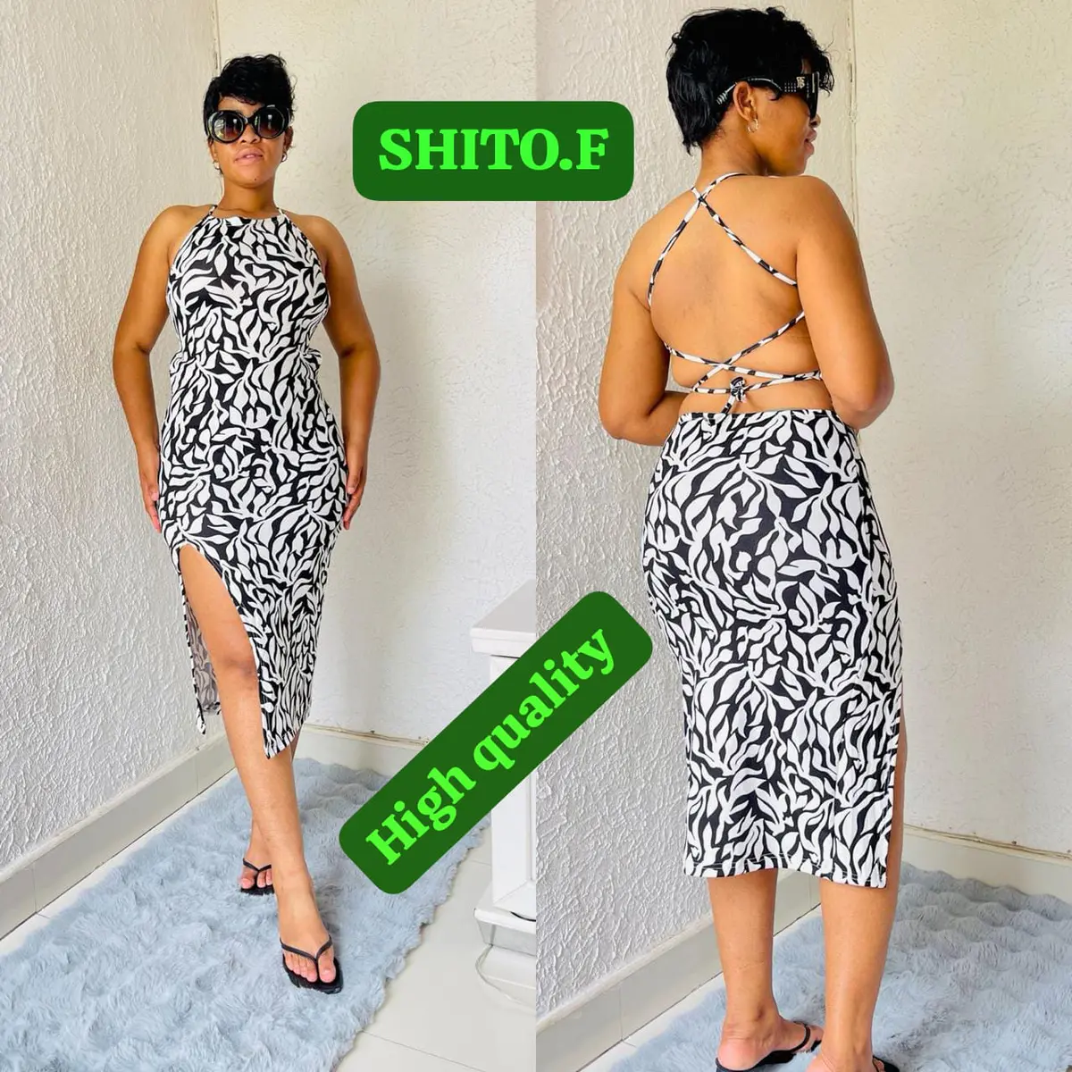 Vestido Midi Estampado Preto e Branco