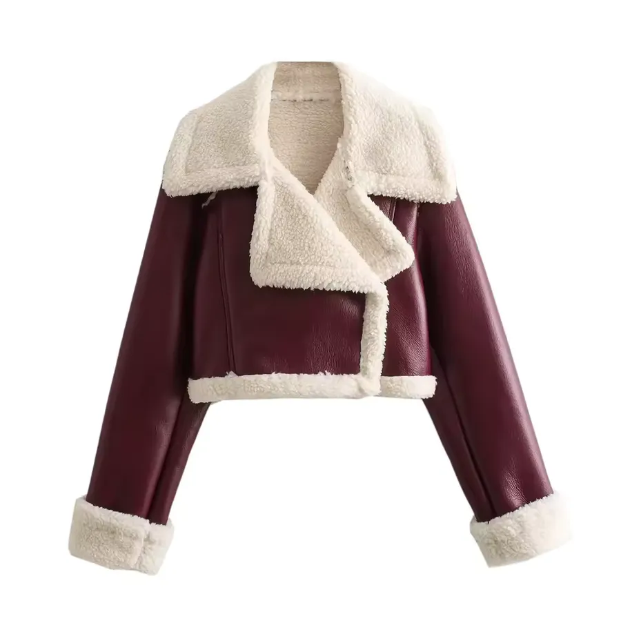 Casaco Feminino Forrado Vintage Lapela Clássica · Vinho