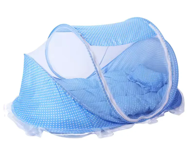 Cama Dobrável com Rede Mosquiteira para Bebé (0-3 anos) + Almofada e Colchão
