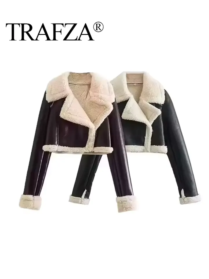 Casaco Feminino Forrado Vintage Lapela Clássica · Preto / Branco