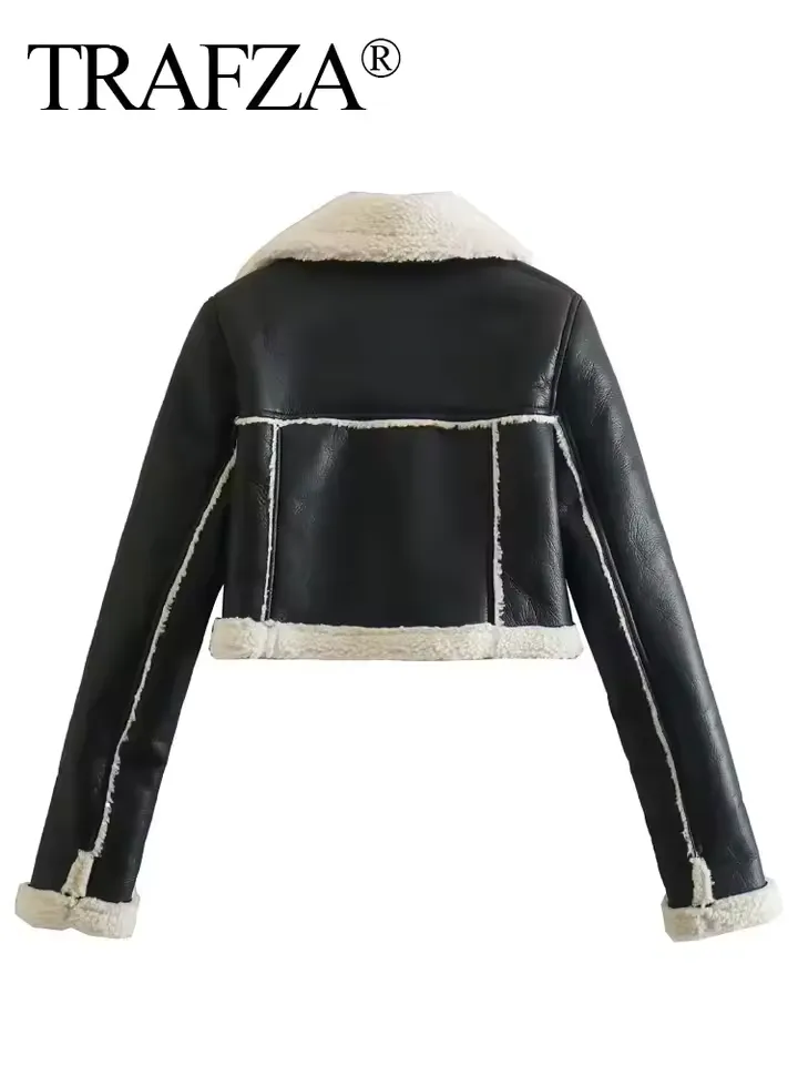 Casaco Feminino Forrado Vintage Lapela Clássica · Preto / Branco