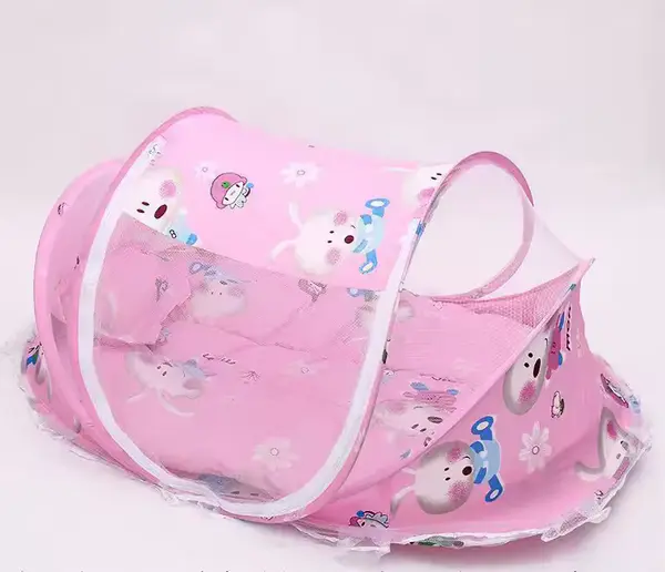 Cama Dobrável com Rede Mosquiteira para Bebé (0-3 anos) + Almofada e Colchão