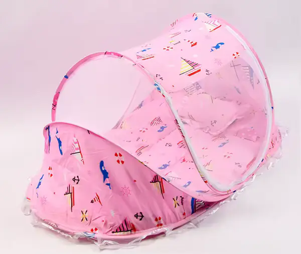 Cama Dobrável com Rede Mosquiteira para Bebé (0-3 anos) + Almofada e Colchão