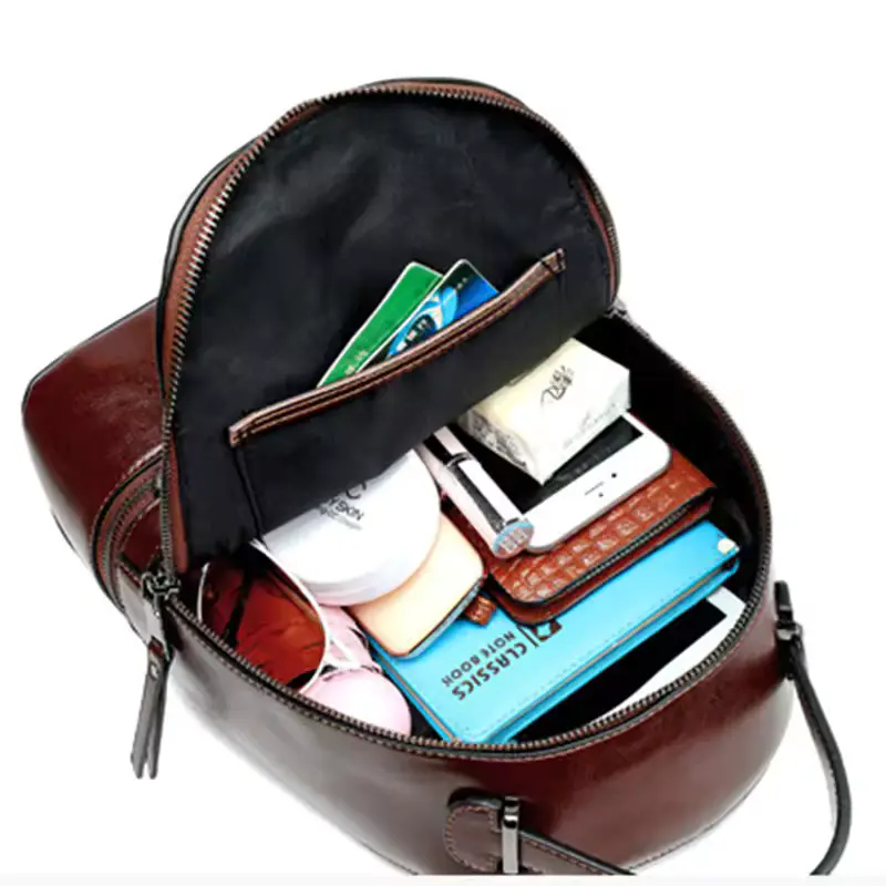 Mochila Feminina Premium em Couro Genuíno com Design Moderno