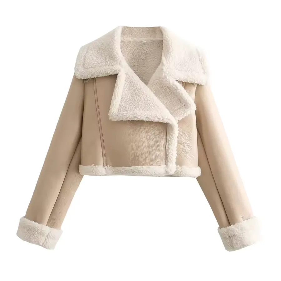 Casaco Feminino Forrado Vintage Lapela Clássica · Leite