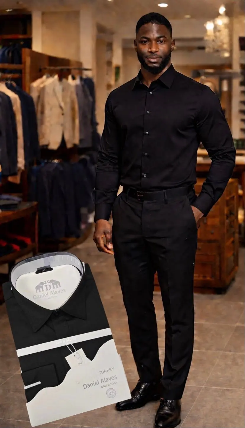 Camisa Clássica Danniel Alves Manga Comprida Preto ⚫