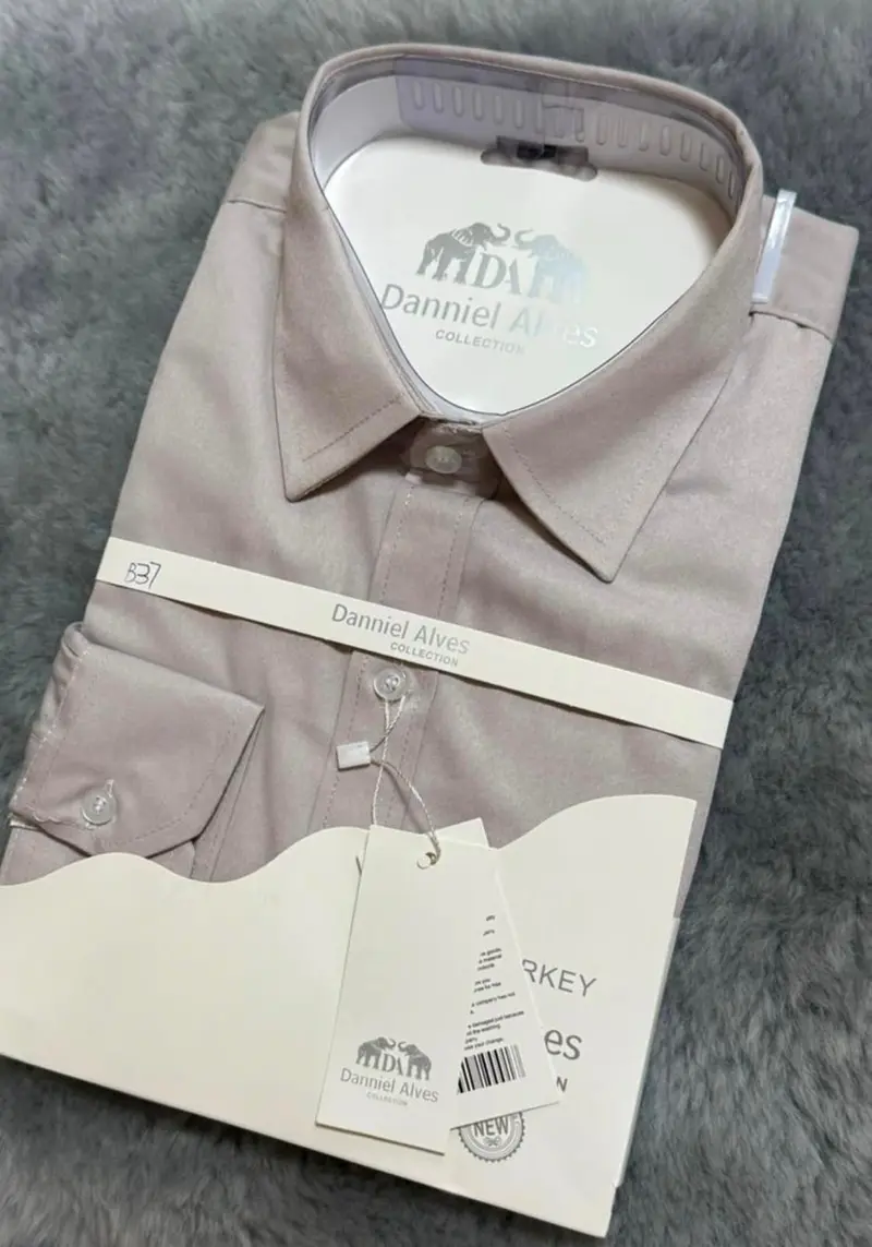 Camisa Clássica Danniel Alves Manga Comprida Cinzento 🌫️