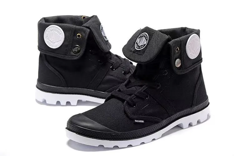 Botas Palladium Cano Dobrável Preto / Branco