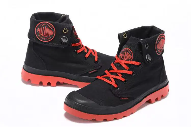 Botas Palladium Cano Dobrável Preto /Vermelho